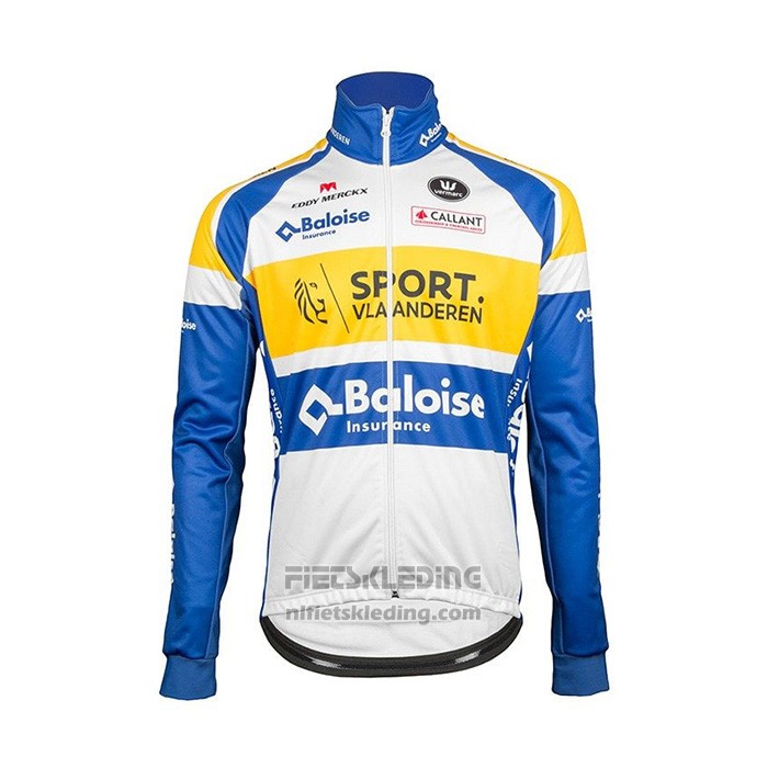 2018 Fietskleding Sport Vlaanderen-baloise Blauw Wit Geel Lange Mouwen en Koersbroek